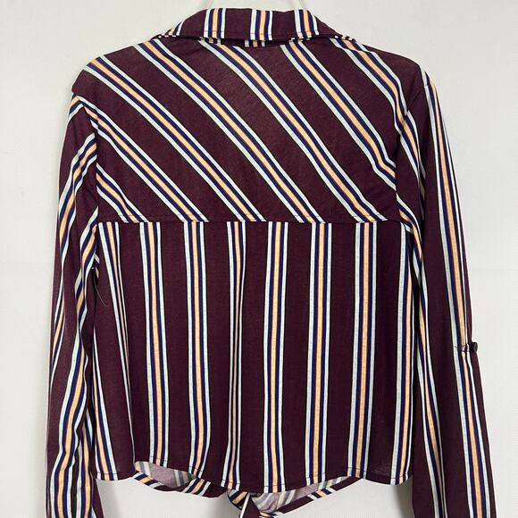 Passport Tie Front Button Down Striped Top Size XS - Picture 7 of 9